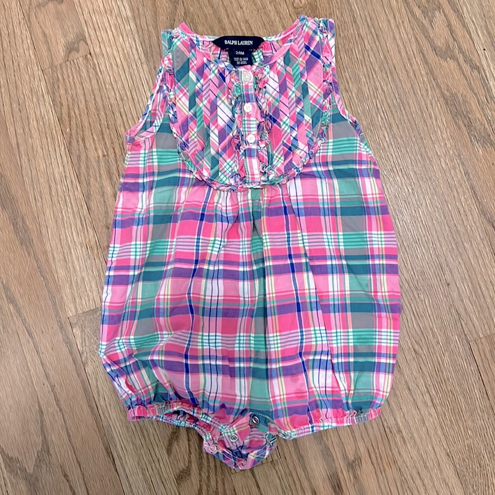 Ralph Lauren plaid bubble 24 mos